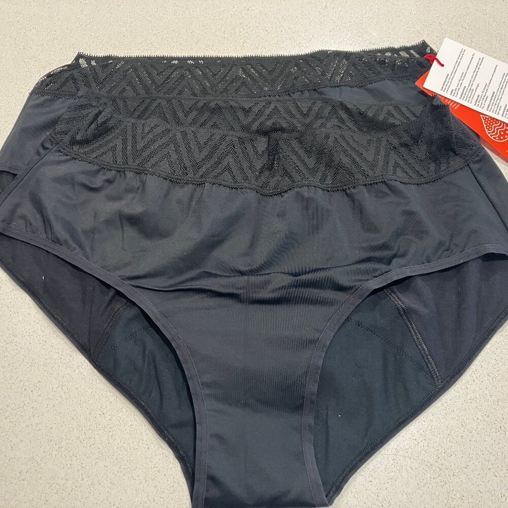 Thinx Womens HipHugger Period Underwear Menstrual Panties size 2XL NWT Black